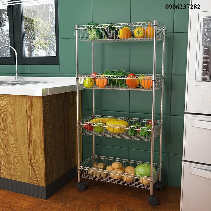 Kệ bếp inox để rau củ 4 tầng, 3 tầng - giá kệ nhà bếp đa năng