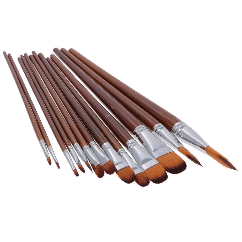 26 Sizes Professional Angular Paint Brush Nylon Hair Angled Paint Brushes Set Art Paintbrush for Artist Watercolor, Acrylic, Gouache, Oil Painting