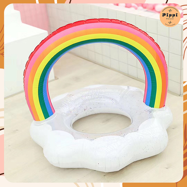 Phao bơi Cầu Vồng Mây Trắng xỏ chân size to 70 cm cho bé 0-5 tuổi