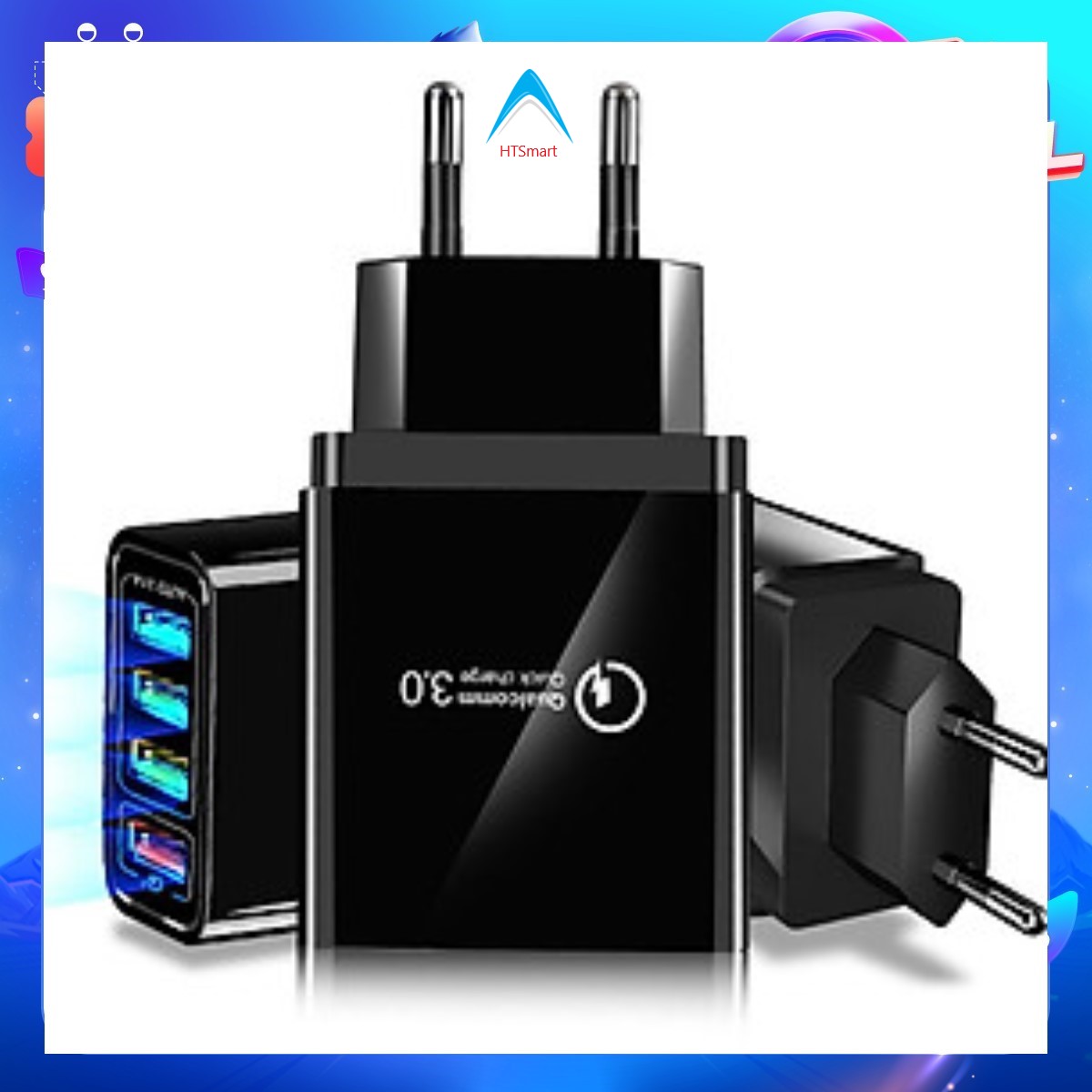 Hình ảnh Củ sạc nhanh QC3.0 - 4 USB cho điện thoại iphone, samsung, oppo, huawei