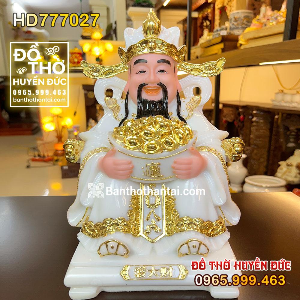 Tượng Thần Tiền Bột Đá Trắng Viền Vàng HD777027