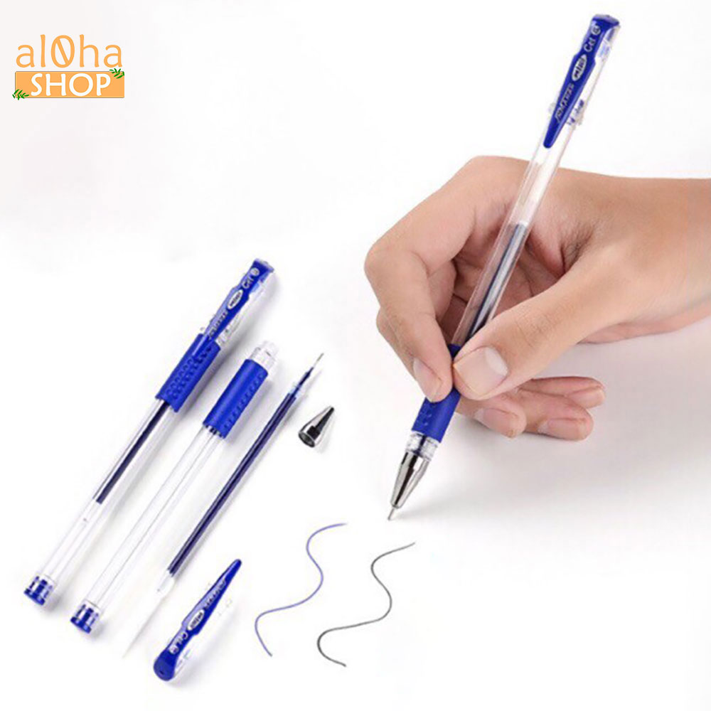 Set 2 cây viết gel ngòi nhỏ 0.5mm - bút bi mực nước thay thế bút chữ A, có thể thay ngòi - al0ha Shop