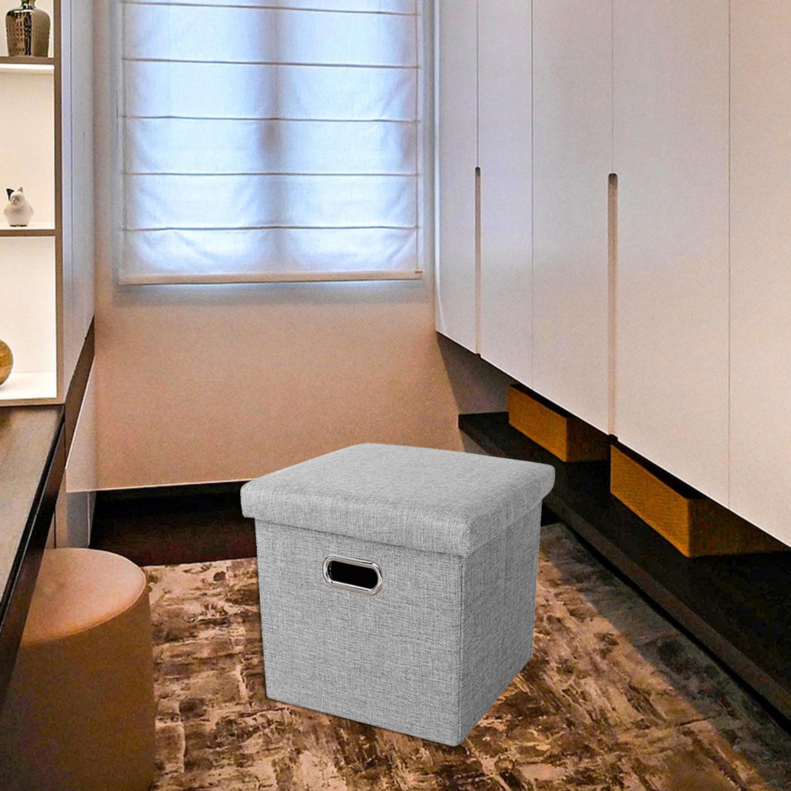 Folding Storage Ottoman Seat Footrest Storage Box for Bedroom