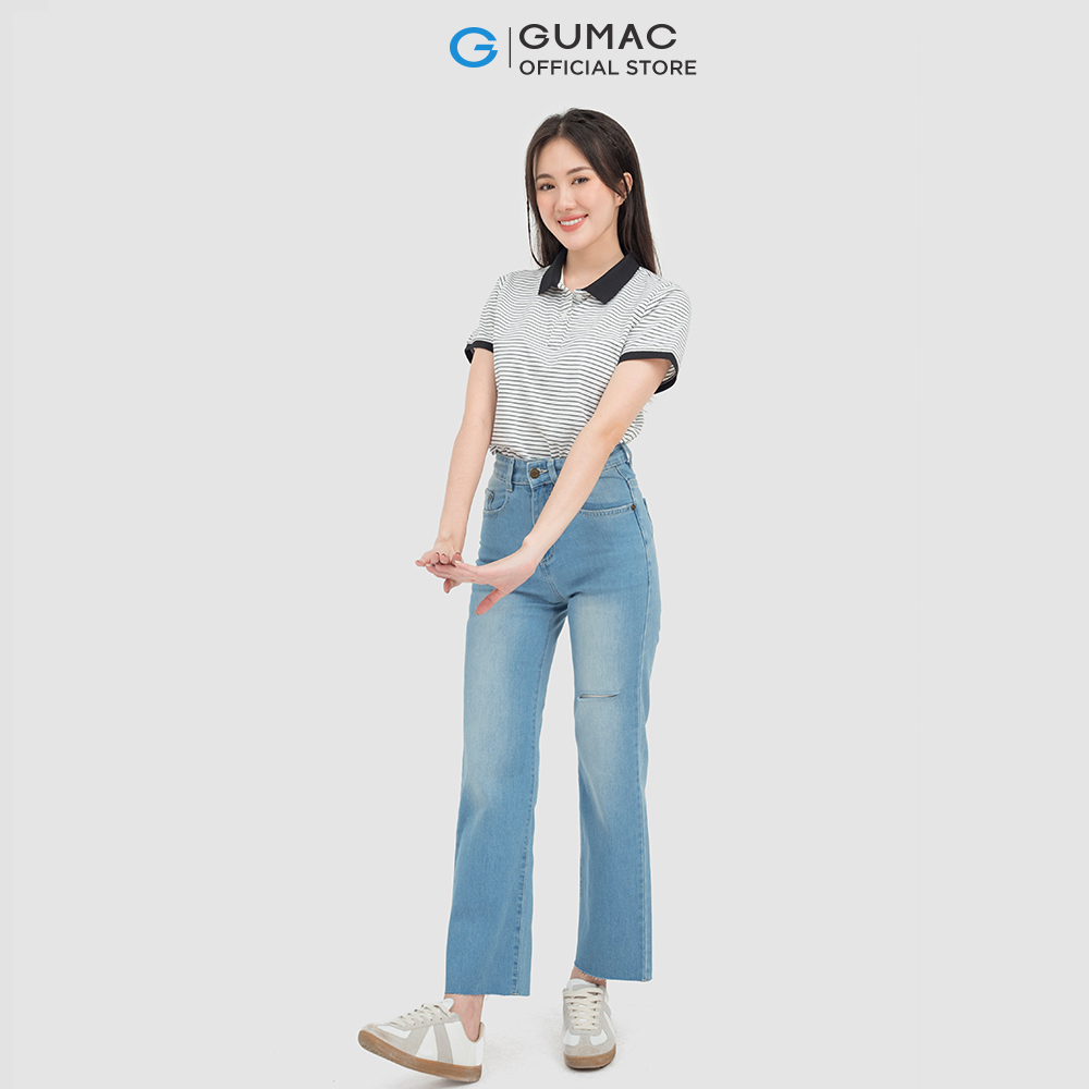 Quần jeans nữ GUMAC QJC07021 rách trẻ trung năng động