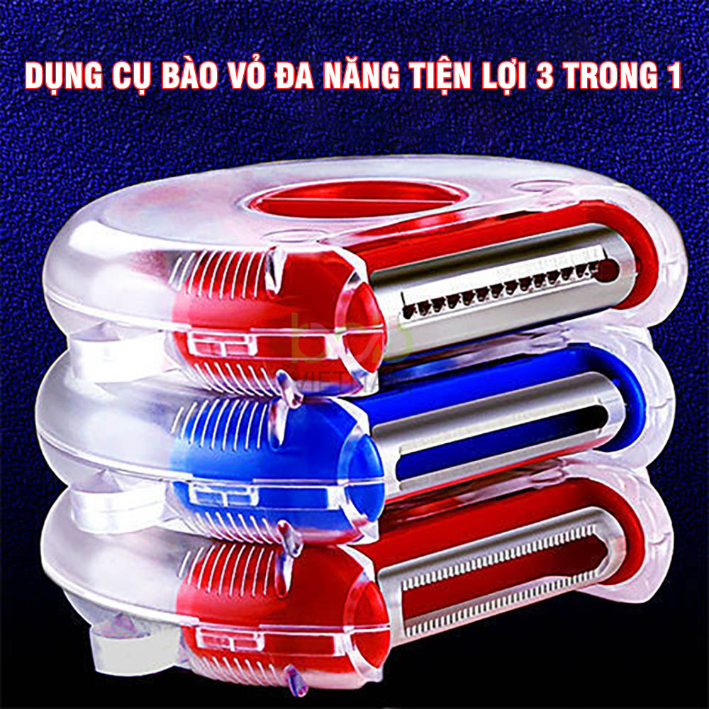 Dụng Cụ Bào Vỏ Đa Năng Tiện Lợi 3 Lưỡi Trong 1 Xoay Để Đổi Lưỡi Dao