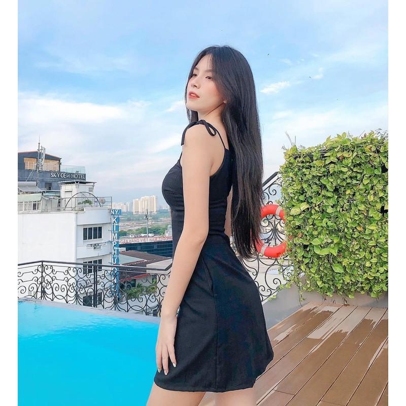 Đầm đen 2 dây