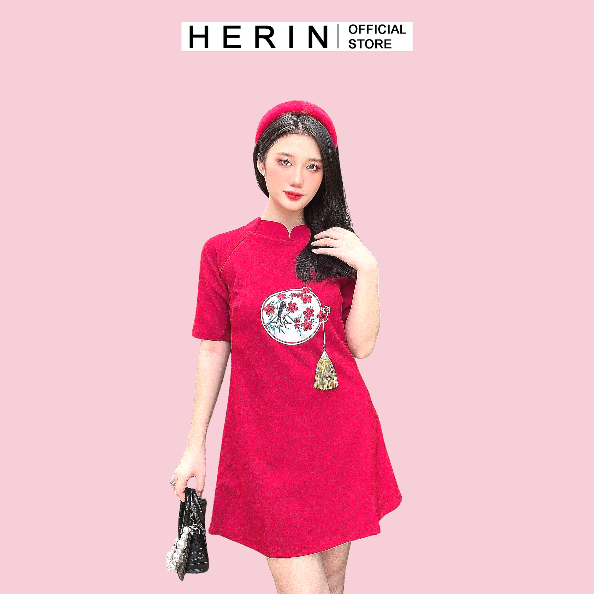 Đầm tết cách tân nữ thiết kế thêu họa tiết cực xinh chất vải mịn đẹp mã[TẾT THÊU