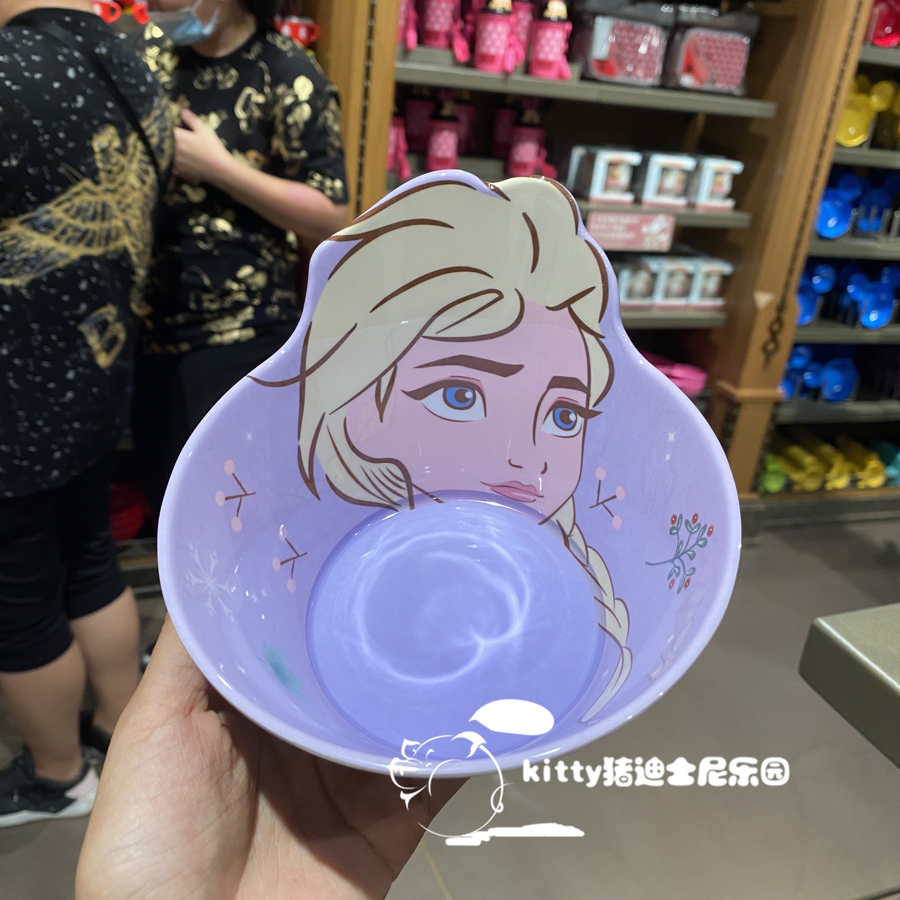 Chén ăn nhựa Melamine hình công chúa Elsa Frozen nổi 3D màu tím cho bé gái - 78VNDP2458 