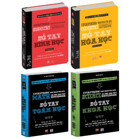 Combo Sách Sổ tay học tập - Toán học, Hình học, Hóa học, Khoa học / Sách Tổng Hợp Kiến Thức Từ THCS Đến THPT - Á Châu Books, bìa cứng in màu