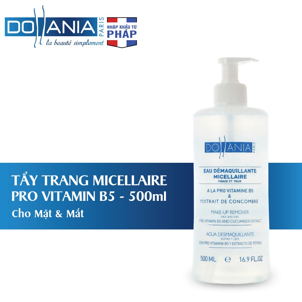 Nước tẩy trang Dollania vitamin B5 và tinh chất dưa leo 500ml