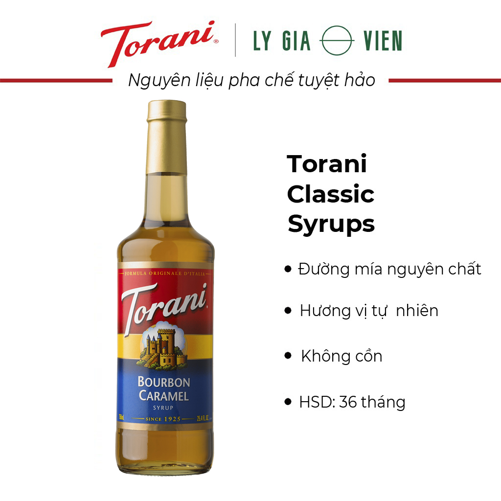 Siro Pha Chế Vị Caramel Bourbon Torani Classic Bourbon Caramel Syrup 750ml Mỹ