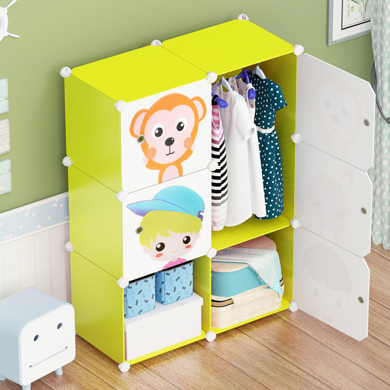 Tủ nhựa lắp ghép 6 ô màu vàng chanh cửa hình