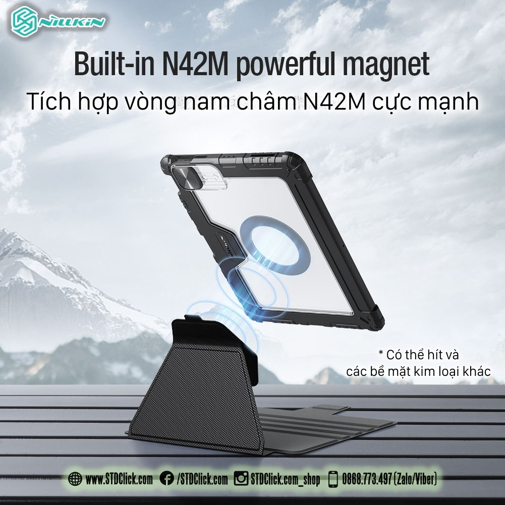 BAO DA DÀNH CHO IPAD PRO M2 12.9 2022 - M1 12.9 2021 - 12.9 2020 NILLKIN BUMPER SNAPSAFE NAM CHÂM HÍT ĐA NĂNG