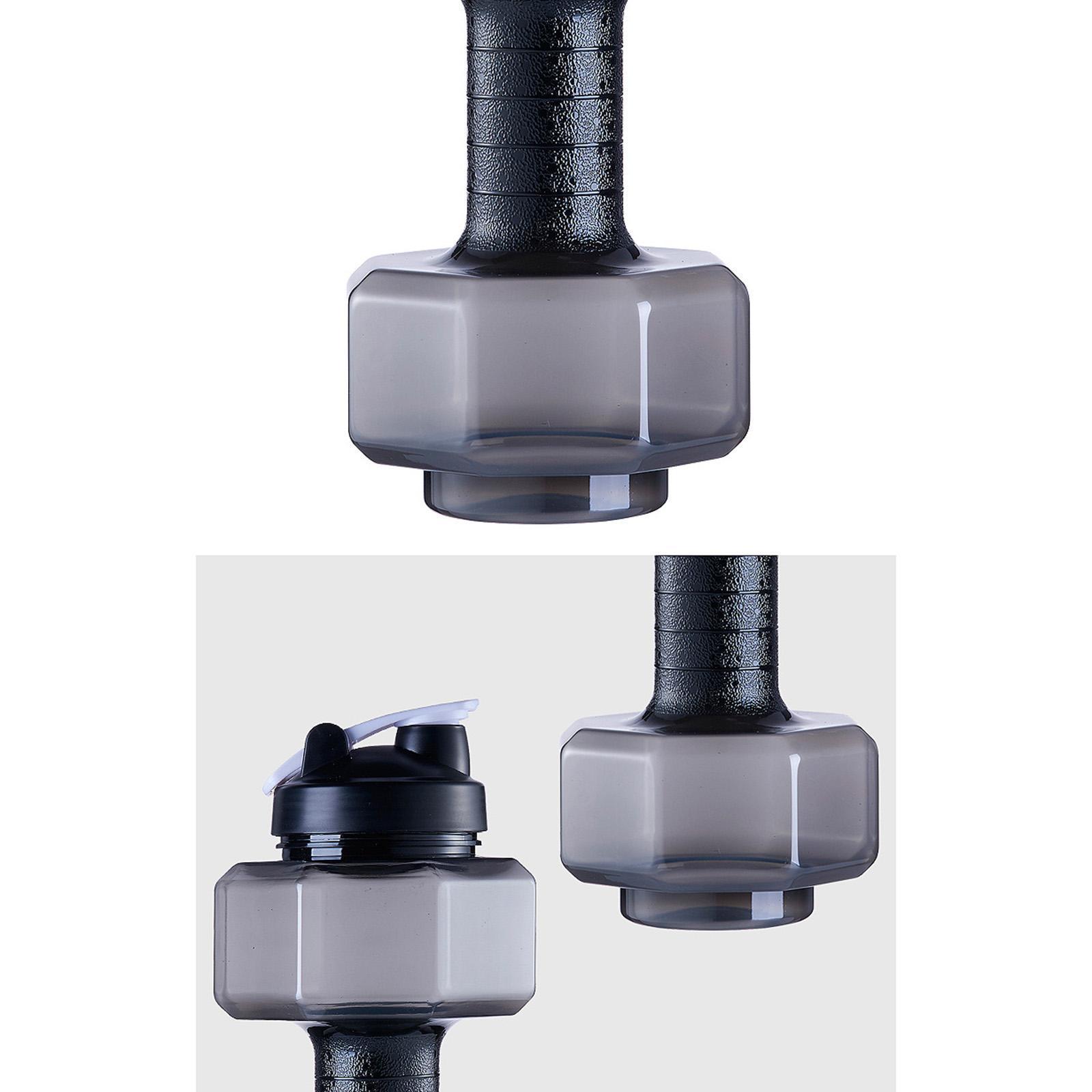 2x Big Capacity PETG Friendly Cup Dumbbell Shape Drinking Water Bottles Barbell Kettle Body Training Bottle () for Outdoor Camping Travel