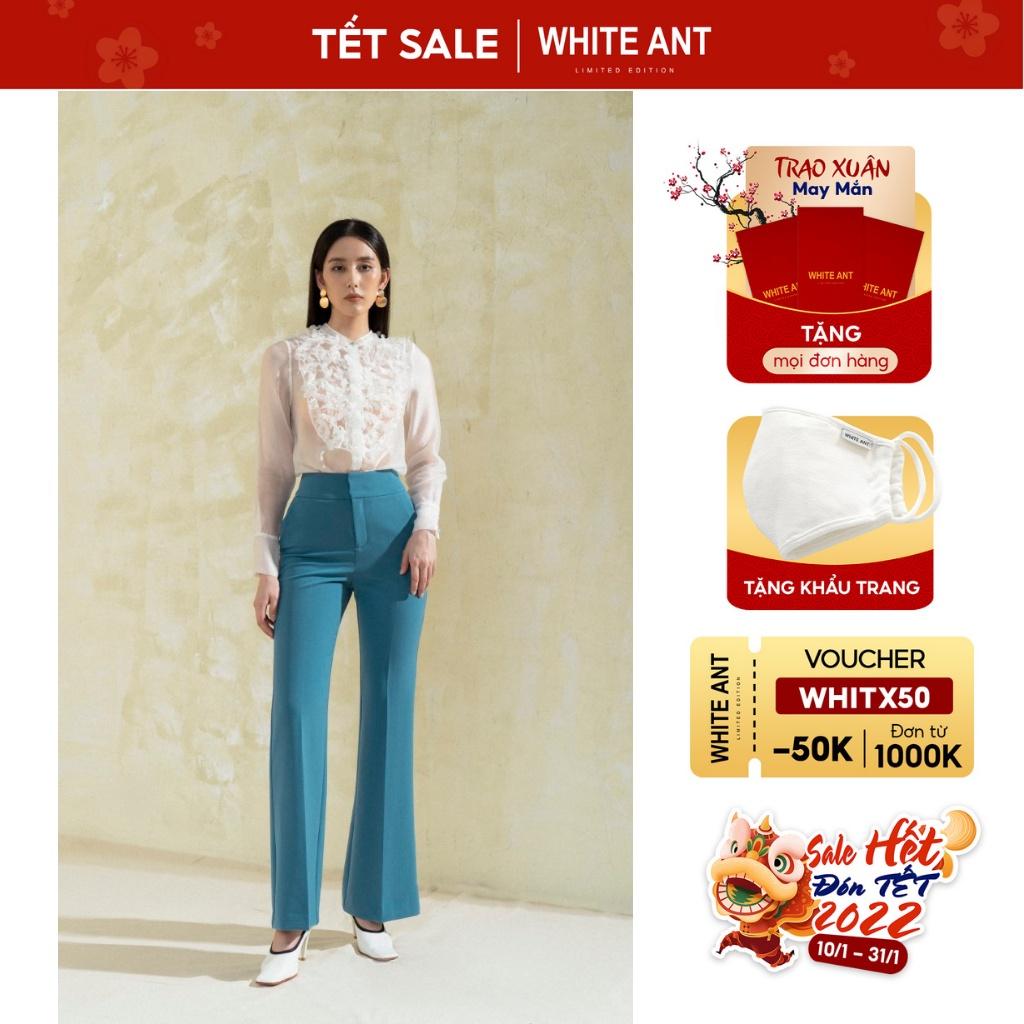 Áo Sơ Mi Trắng Dài Tay Công Sở Nữ WHITE ANT DAISY SHIRT Thiết Kế Họa Tiết Cách Điệu, Chất Liệu Lụa Mềm Mịn 170300080