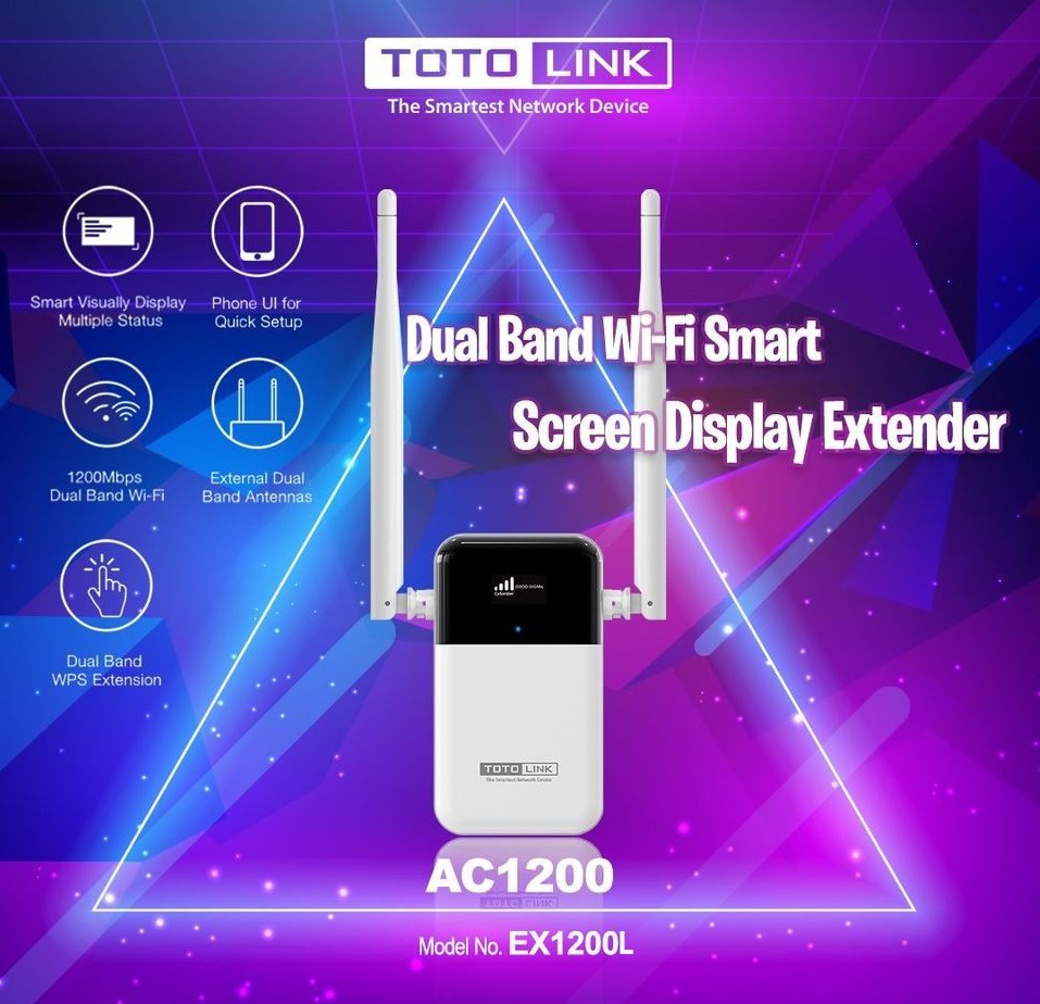 TOTOLINK EX1200L - Thiết Bị Mở Rộng Sóng Wi-Fi Băng Tần Kép AC1200 - Hàng Chính Hãng