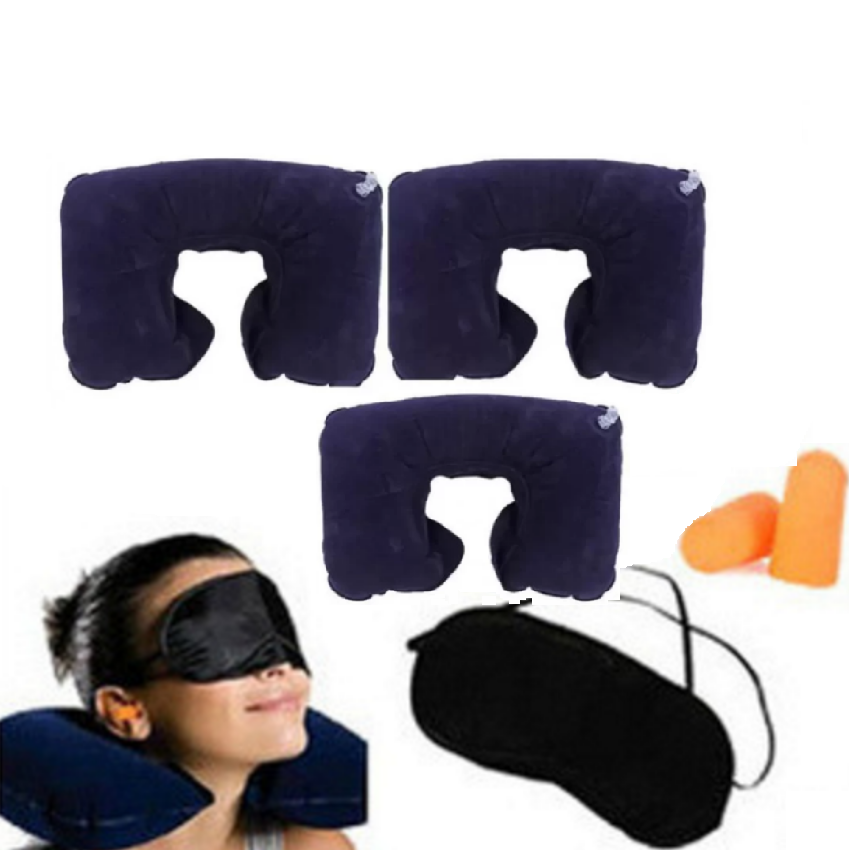 Bộ Gối Hơi Kê Cổ Bịt Mắt Bịt Tai Tiện Ích Trên Ô Tô 206339 1 (xanh đậm)