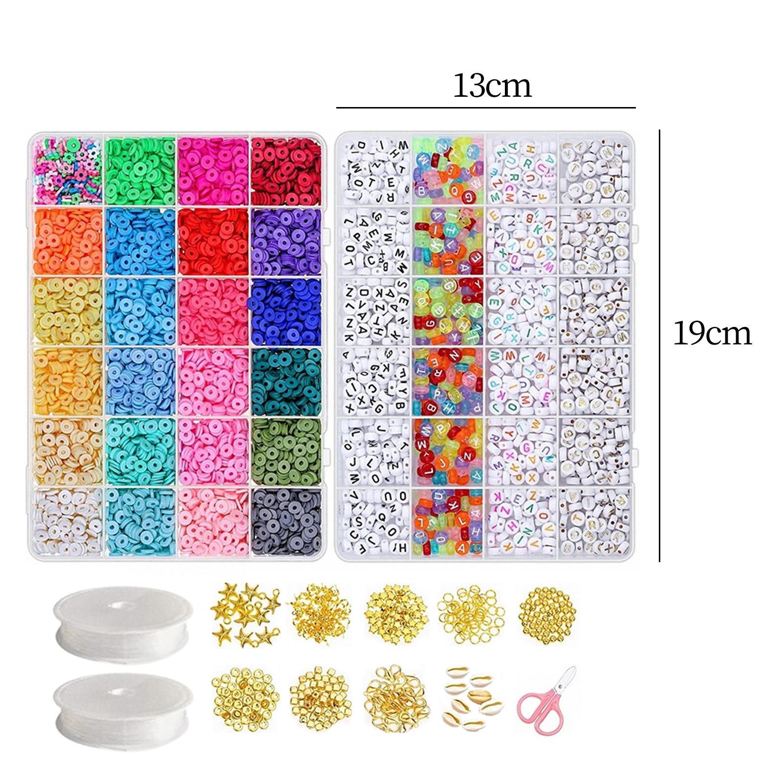 Polymer Clay Beads Set DIY Craft Decoration Handicrafts with Lobster Claw Clasps Disc/Flat Round Beads Beading for Loose Beads Bracelet