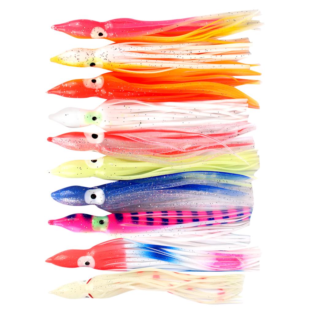 10pcs Fishing Lures Squid Octopus Skirts Lures Soft Baits Crankbaits