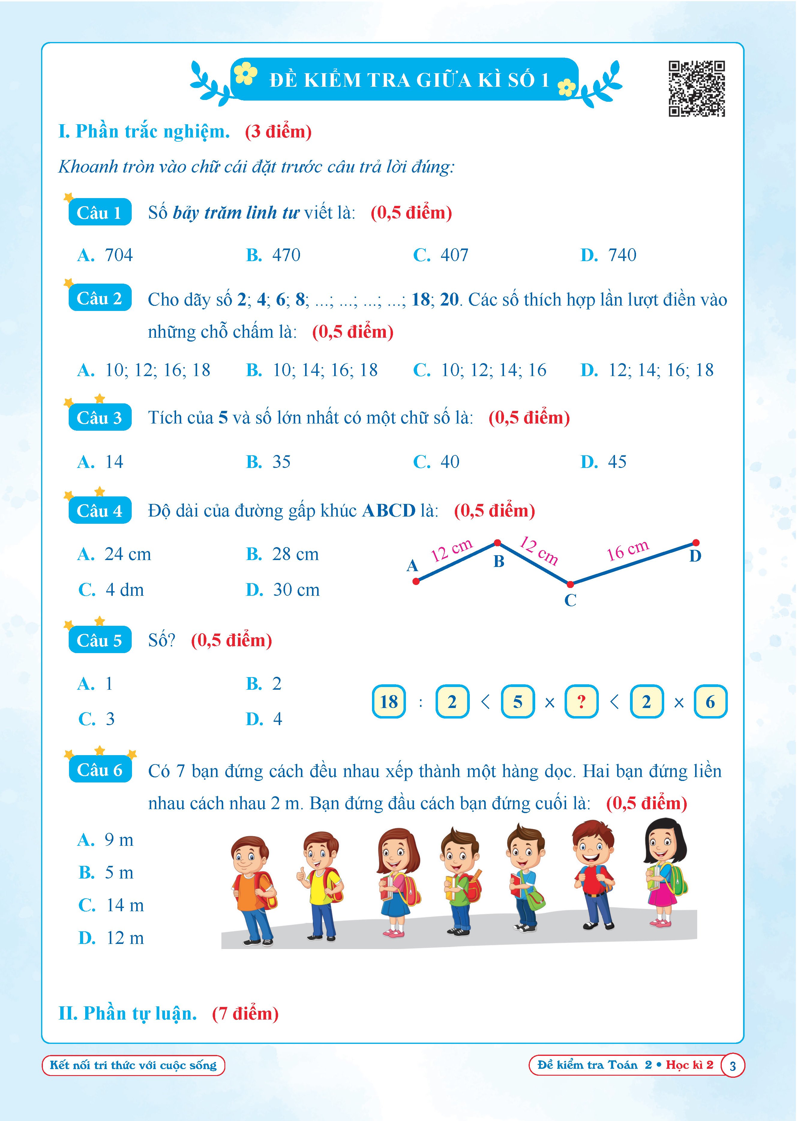 Đề Kiểm Tra Toán Lớp 2 - Kết Nối Tri Thức