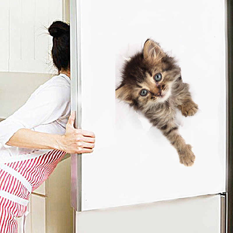 Decal dán ô tô dán tường dán kính dán tủ lạnh dán máy tính  bạn mèo dễ thương