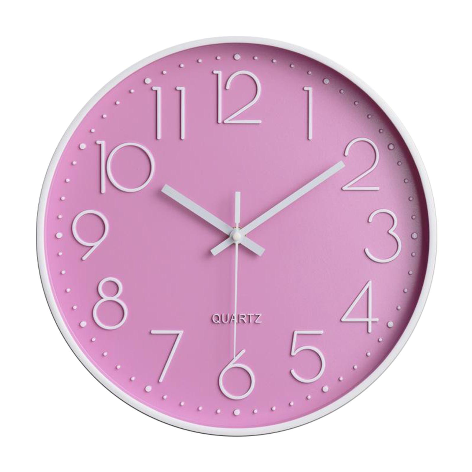 Smart Silent Wall Clock Battery for Home Living Room Kitchen Patio Decor pink