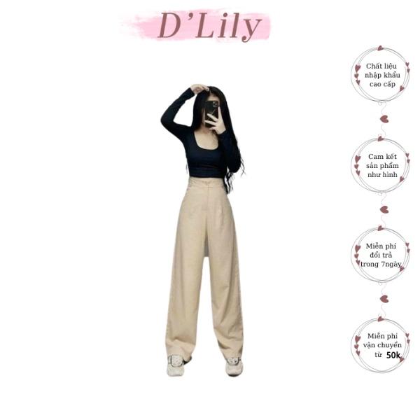 Quần ống rộng, quần ống rộng vải đũi cao cấp cạp cao nữ kéo dài chân D'Lily Store