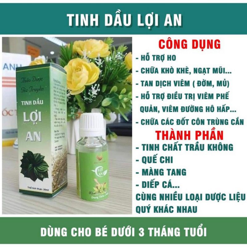 [Tặng Ly] Tinh dầu Lợi An Bôi Ho - Đờm - Khò Khè - Sổ Mũi cho Bé