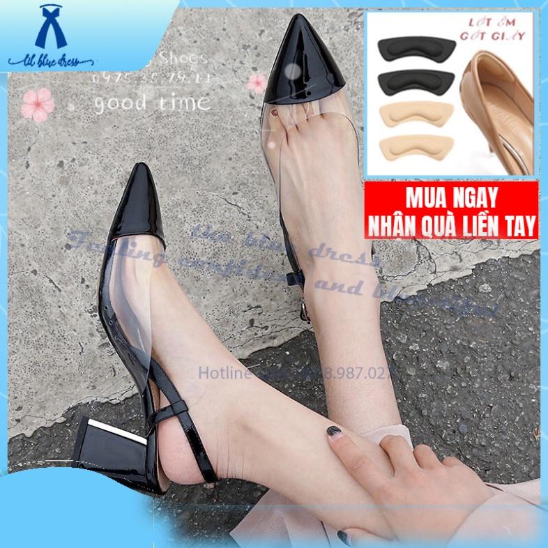 QUẢNG CHÂU Giày cao gót Slingback phối mica gót ánh bạc tốt giá rẻ đẹp s