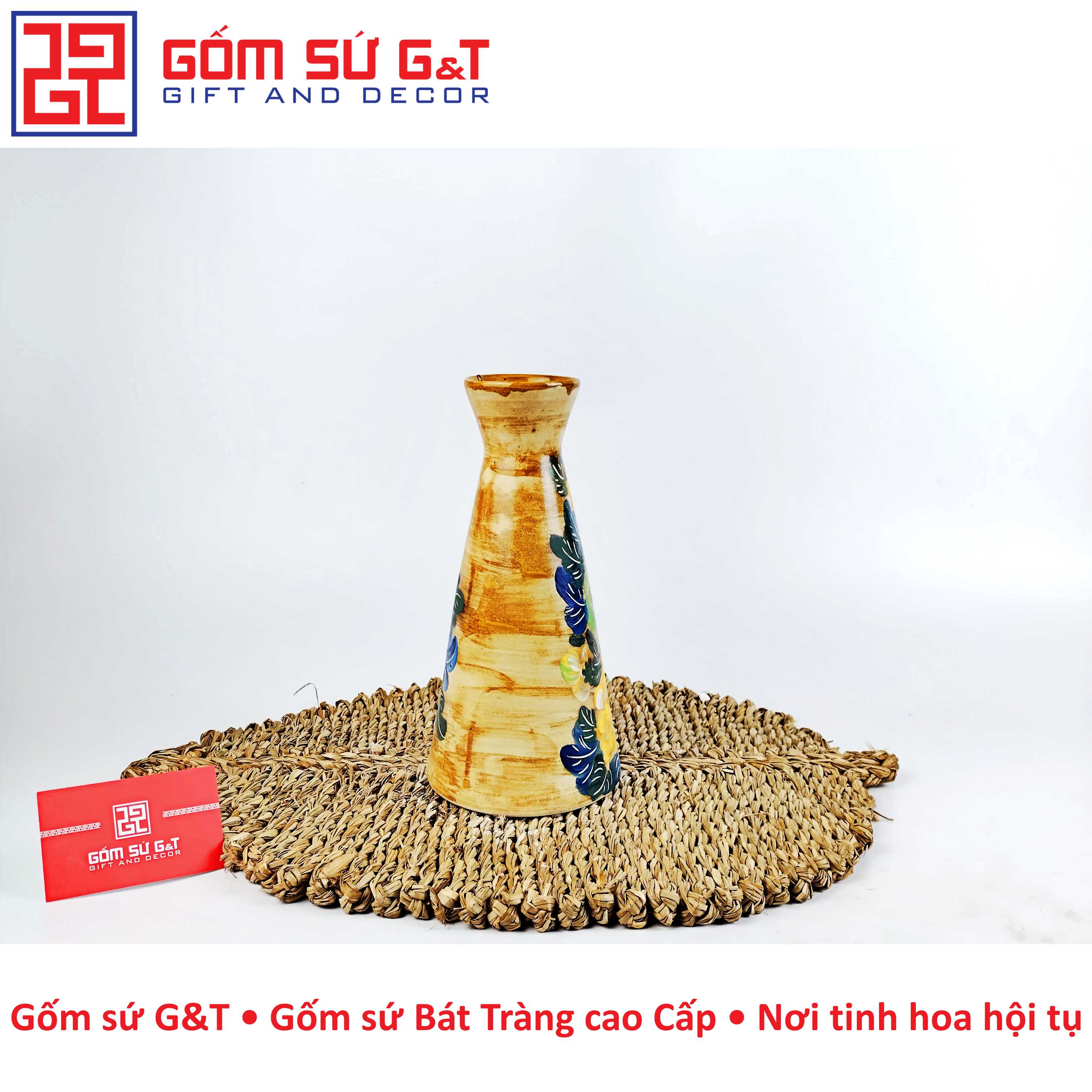 Lọ hoa chân váy vẽ hoa ngũ sắc Gốm Sứ G&amp;T