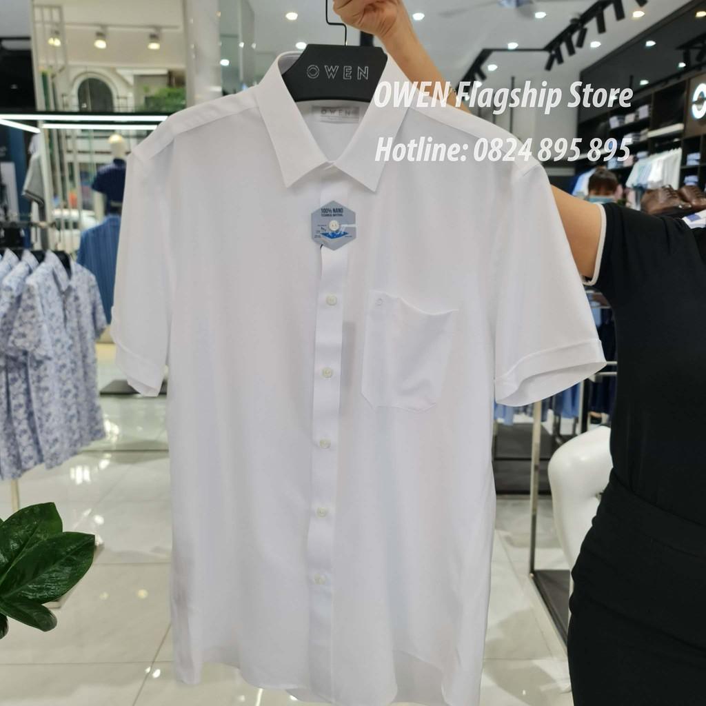 OWEN - Sơ mi trắng cộc tay dáng Regularfit VẠT TÔM Mã AR22325N2, AR90779N1