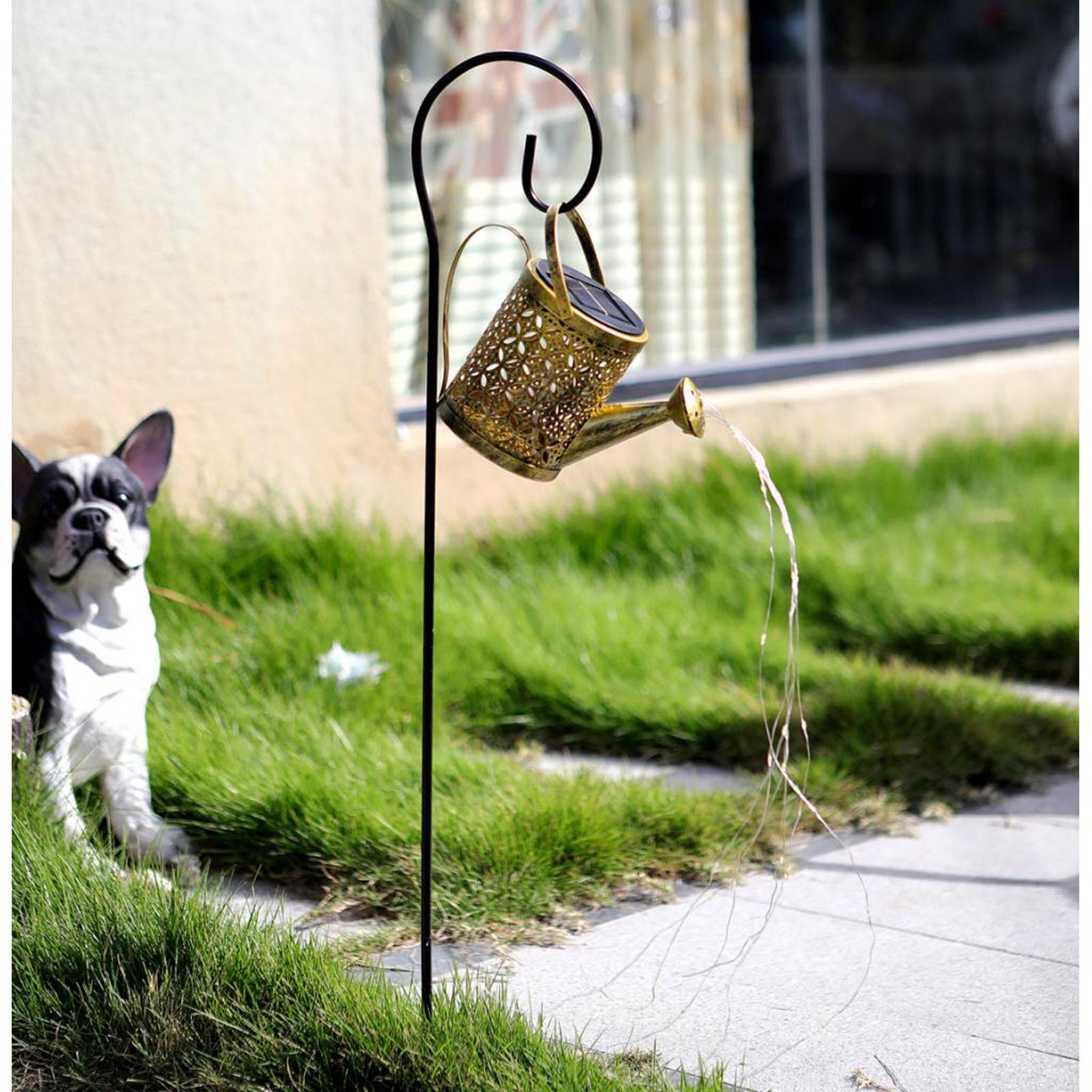 Outdoor Solar Watering Can with Lights for Patio Decoration