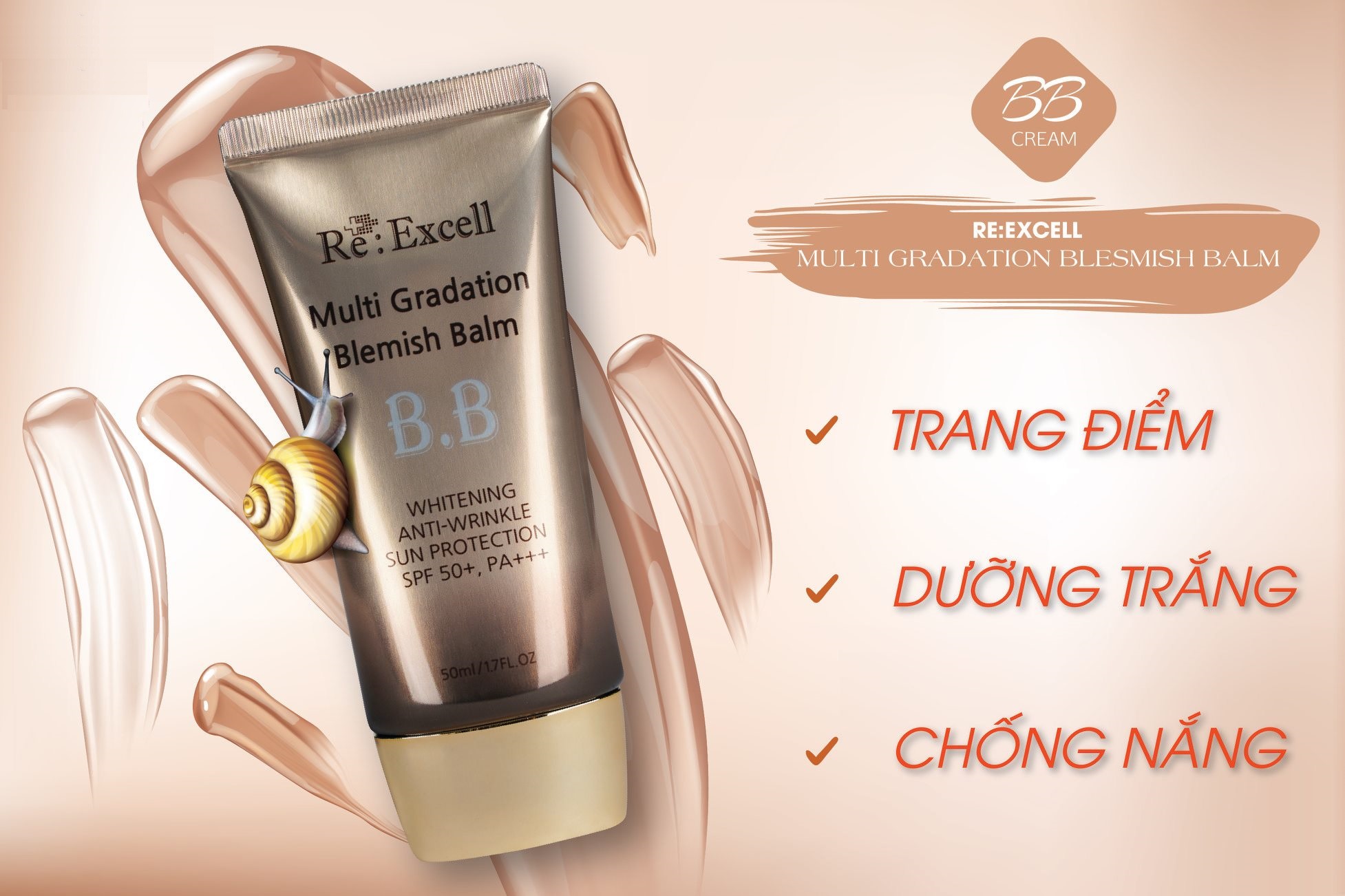 Combo trang điểm Daily Beauty gồm Phấn nước CC Cushion + 4 thỏi son lì Re:Excell Lipstick + kem nền BB cream R&amp;B Việt Nam nhập khẩu chính ngạch Hàn Quốc