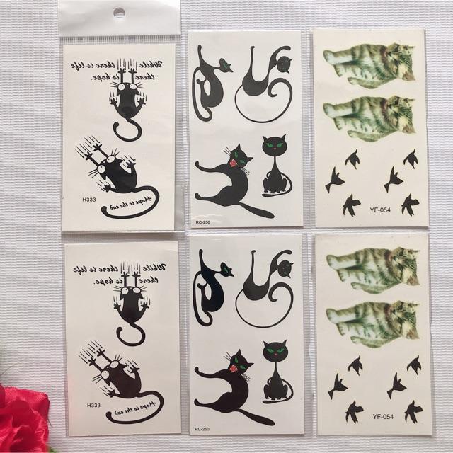 Combo 6 tấm hình xăm dán mèo 10x6cm
