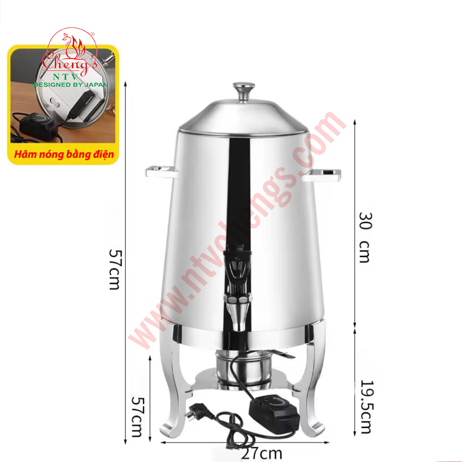 Bình hâm nóng trà cà phê buffet inox cao cấp - Dung tích 13-19 lít/Chuyên nghiệp trong nhà hàng khách sạn/Hàng chính hãng thương hiệu NTV Chengs/Hàng nhập khẩu