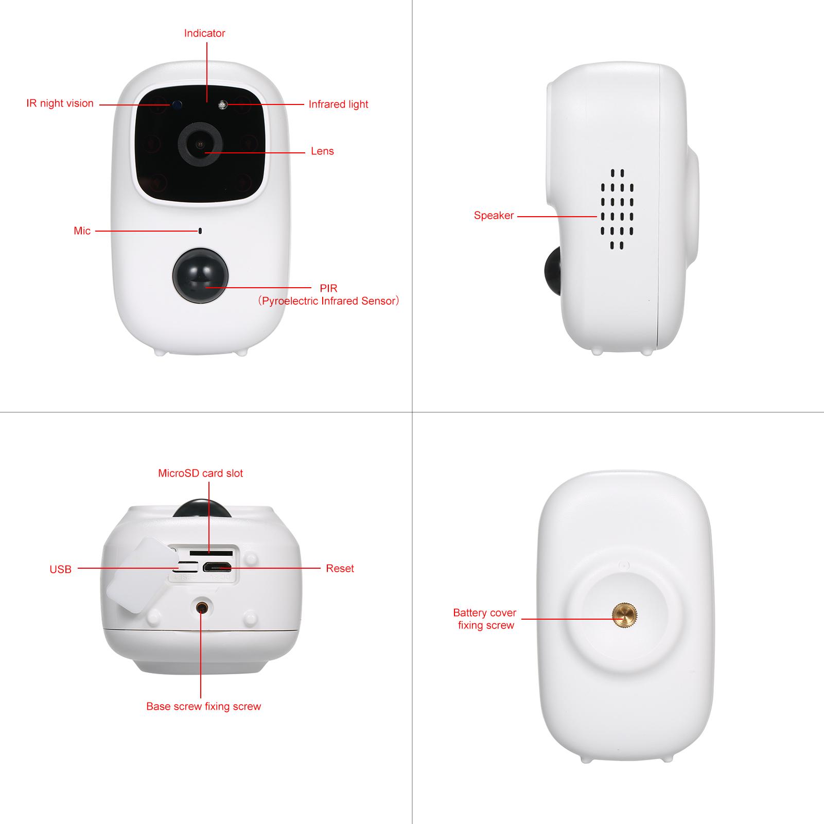 Wireless Rechargeable Battery Camera Home Security Camera WiFi Camera with Motion Detection IR Night Vision Mic Speaker