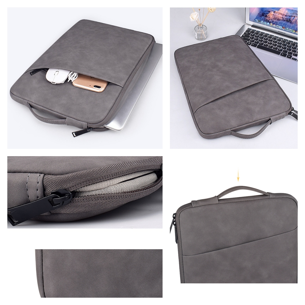 Túi chống sốc laptop SmileBox 2 ngăn có quai xách đứng, vân da mịn chống thấm cho macbook pro, laptop 13 inch, 14 inch, 15 inch, 15.6 inch- Hàng chính hãng