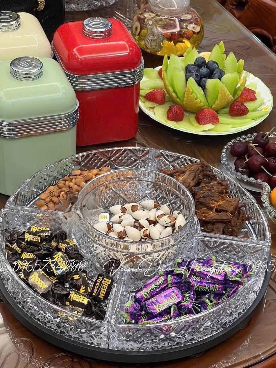 Khay Pha Lê Tròn Chia Ngăn King Crystal Hàng chính hãng