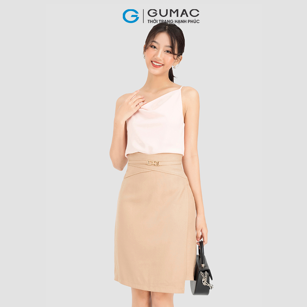 Áo dây GUMAC AC08057 vải lụa 2 dây cổ đổ