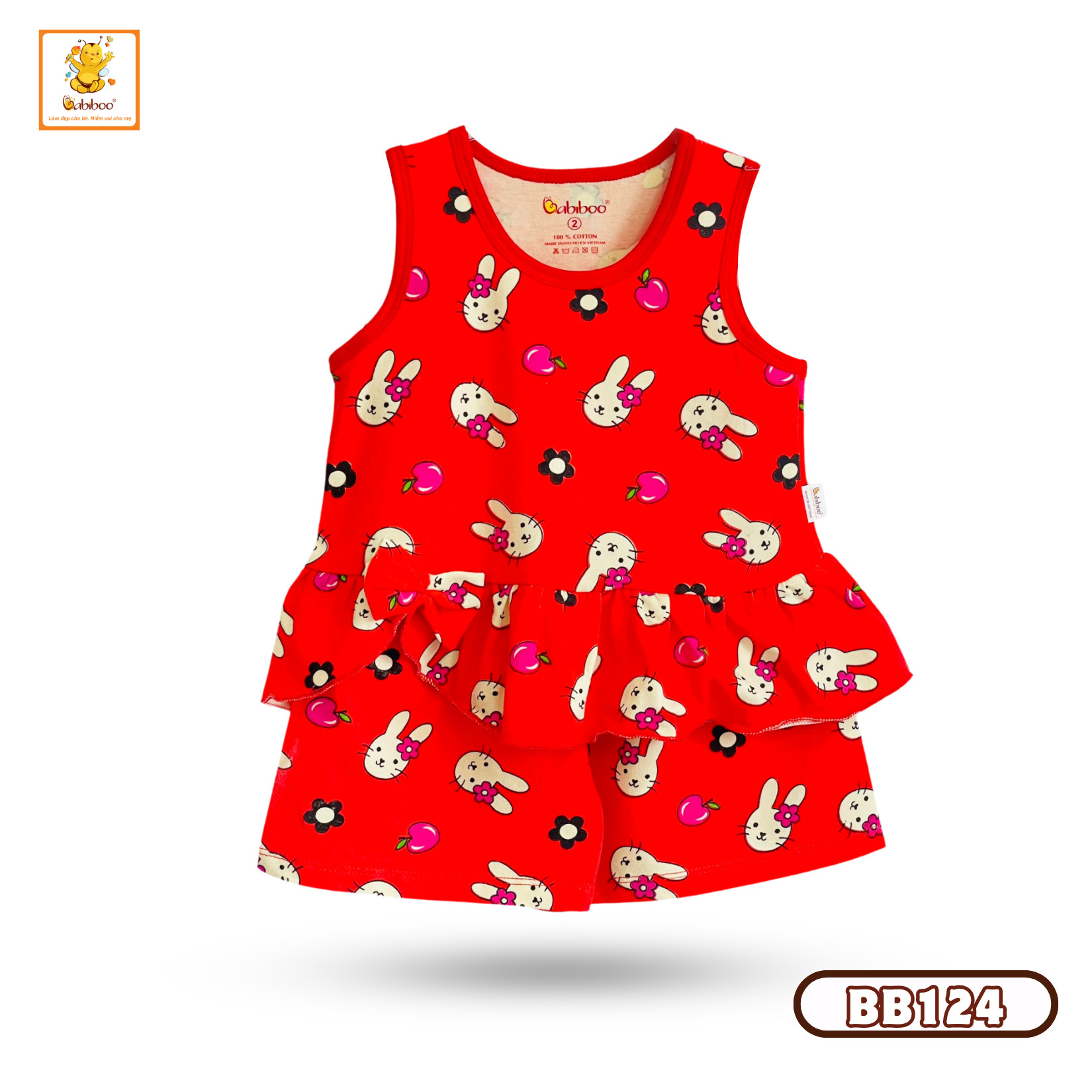 Đồ bộ bé gái Babiboo bộ cánh tiên sơ sinh cotton mềm mại, xinh xắn BB124
