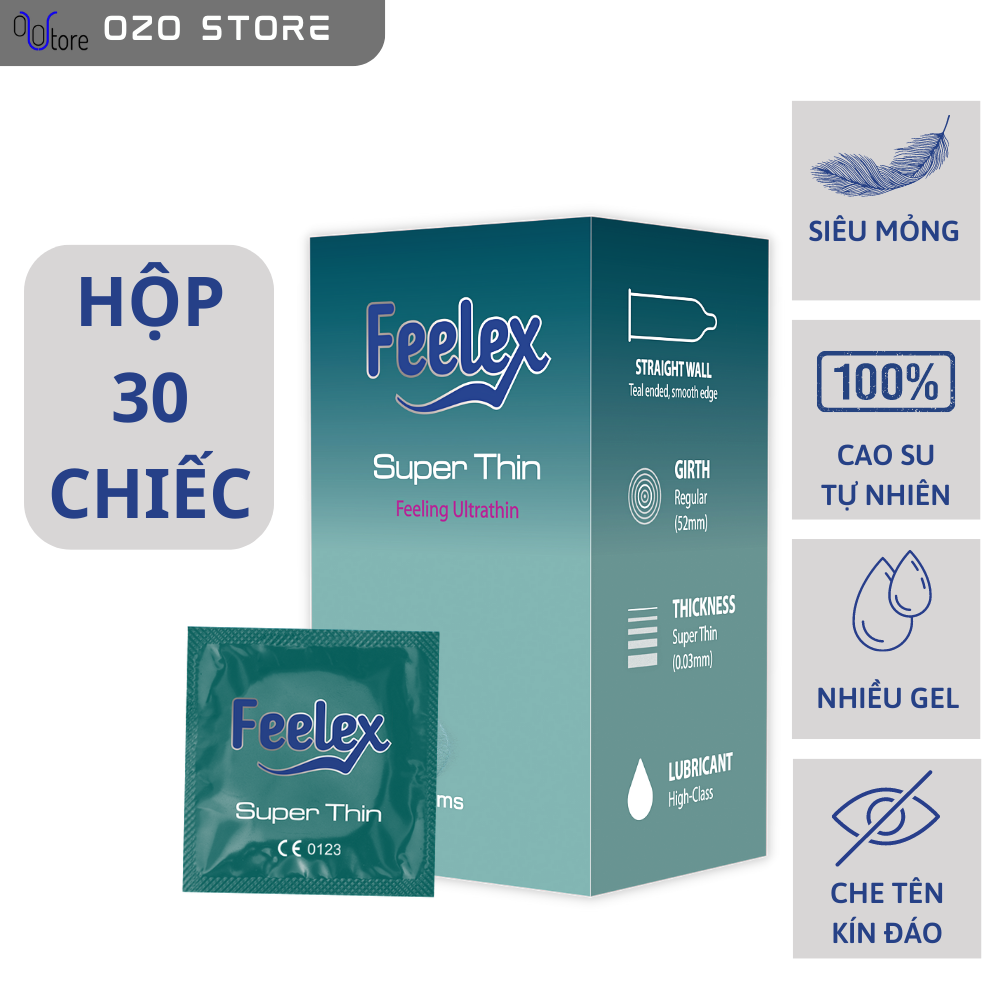 Bao cao su OZO Feelex Superthin - Hộp 30bcs