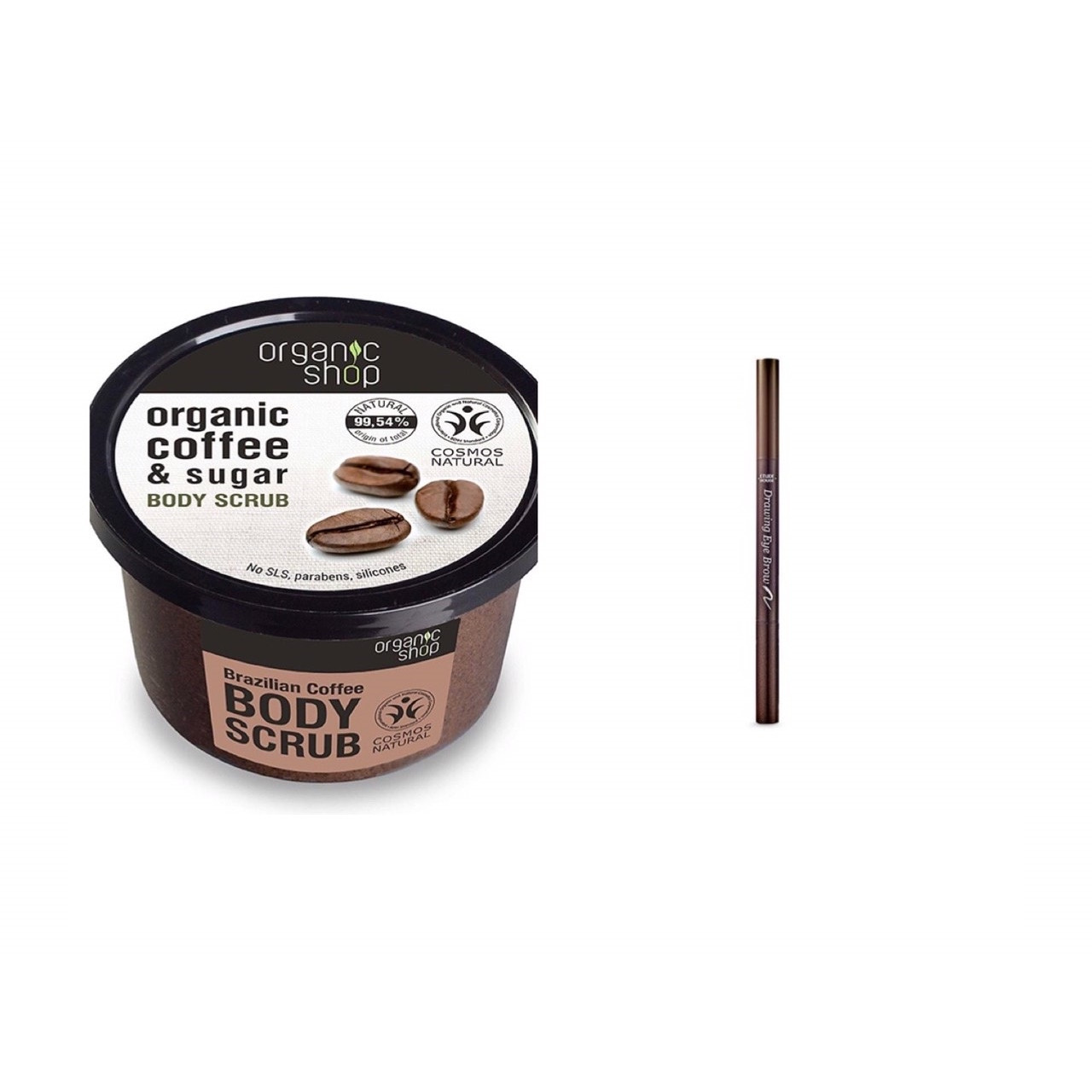 Tẩy Tế Bào Chết Toàn Thân Organic Shop Organic Coffee &amp; Sugar Body Scrub 250ml (Tặng Kẻ Mày Drawing Color Geometry)