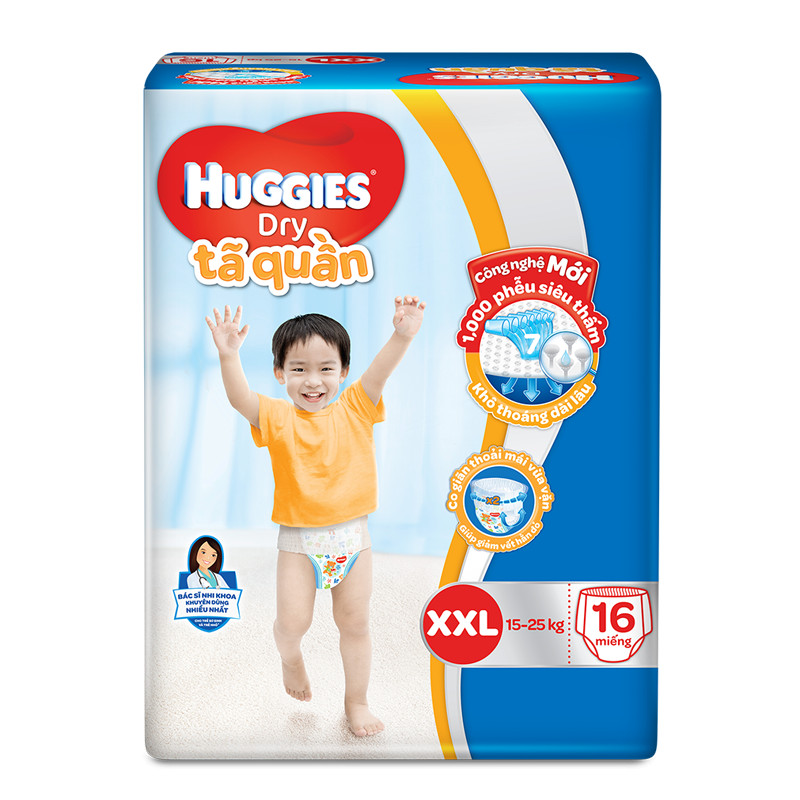 Tã quần Huggies Dry  XXL12 (12 miếng - cho bé 16-25kg)  - HSD luôn mới