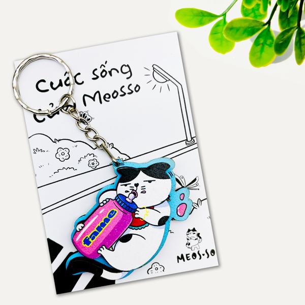 Móc Khóa Gỗ - Mèo Fame - Meosso
