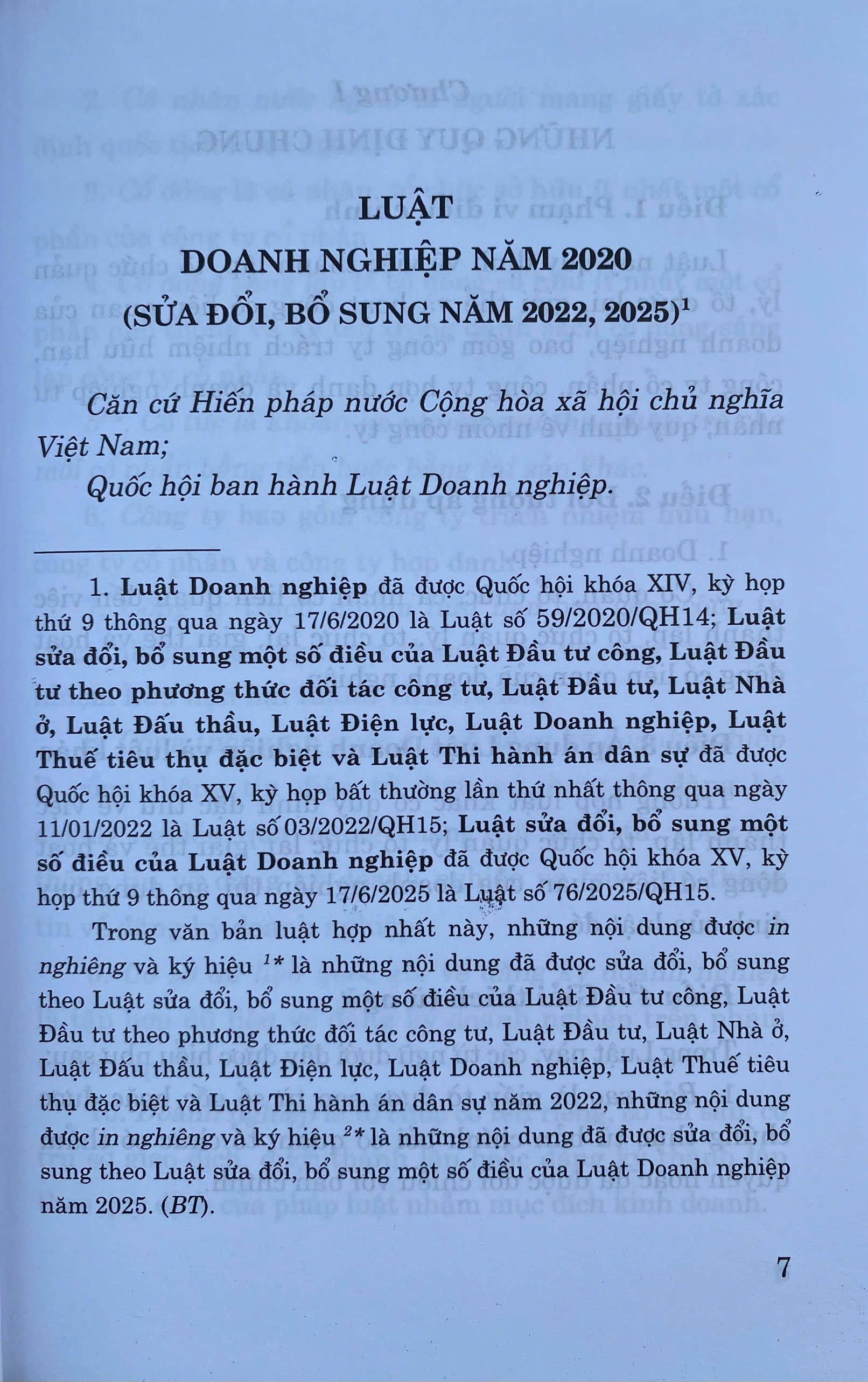 Luật Doanh Nghiệp Năm 2020 ( Sửa Đổi, Bổ Sung Năm 2022, 2025)