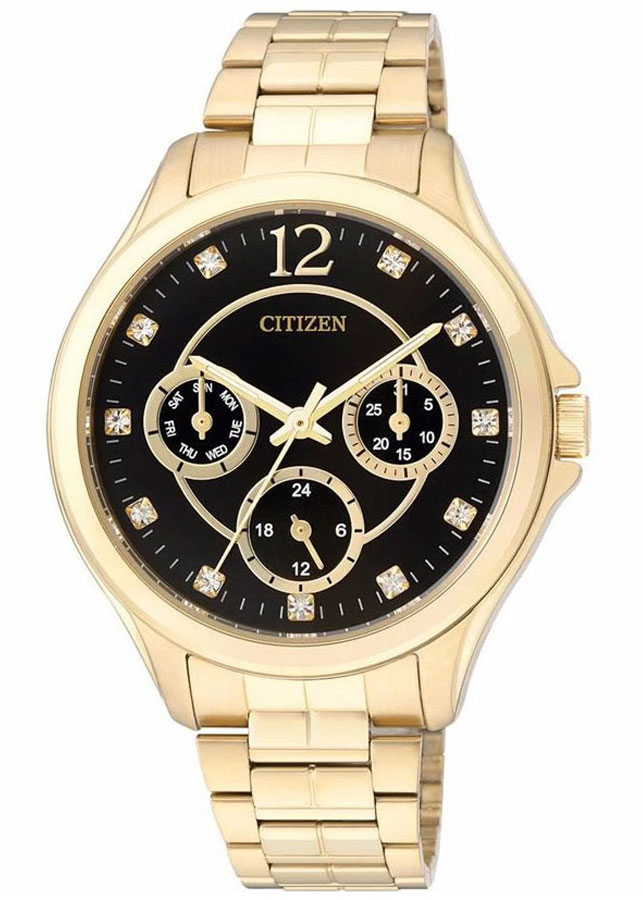 Đồng Hồ Nữ Citizen Đính Đá Swarovski Dây Thép Không Gỉ ED8142-51E - Mặt Đen