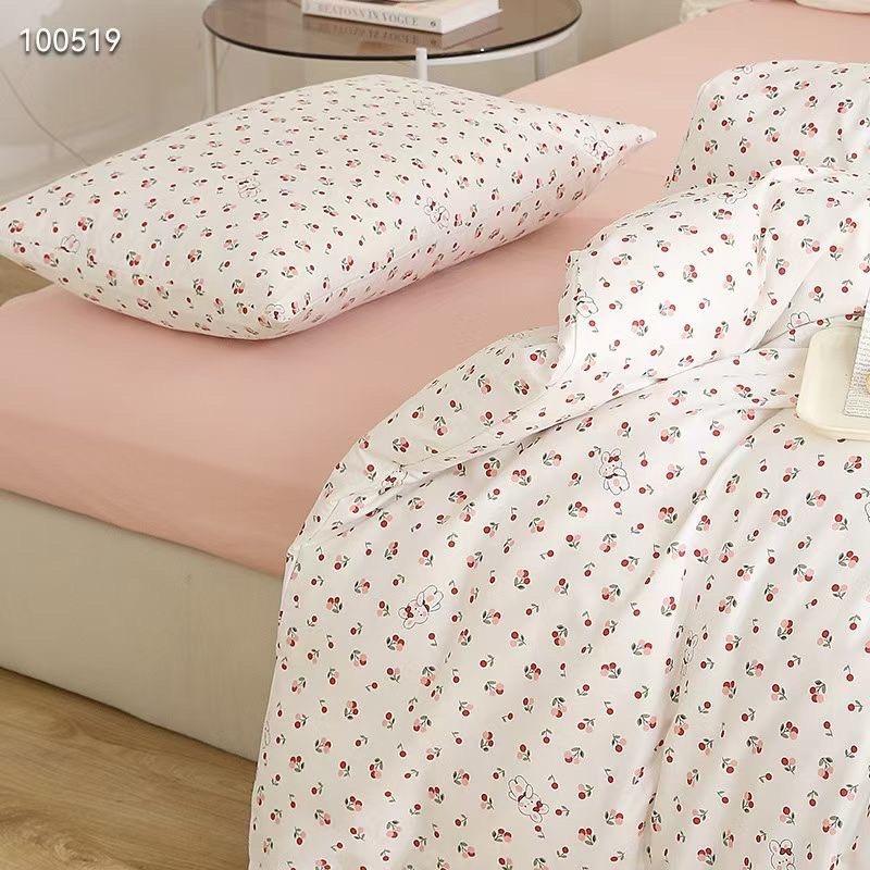 Bộ Chăn Ga Gối Cotton Living 100%cotton Hàng Nhập Khẩu Hoa Hồng vintage