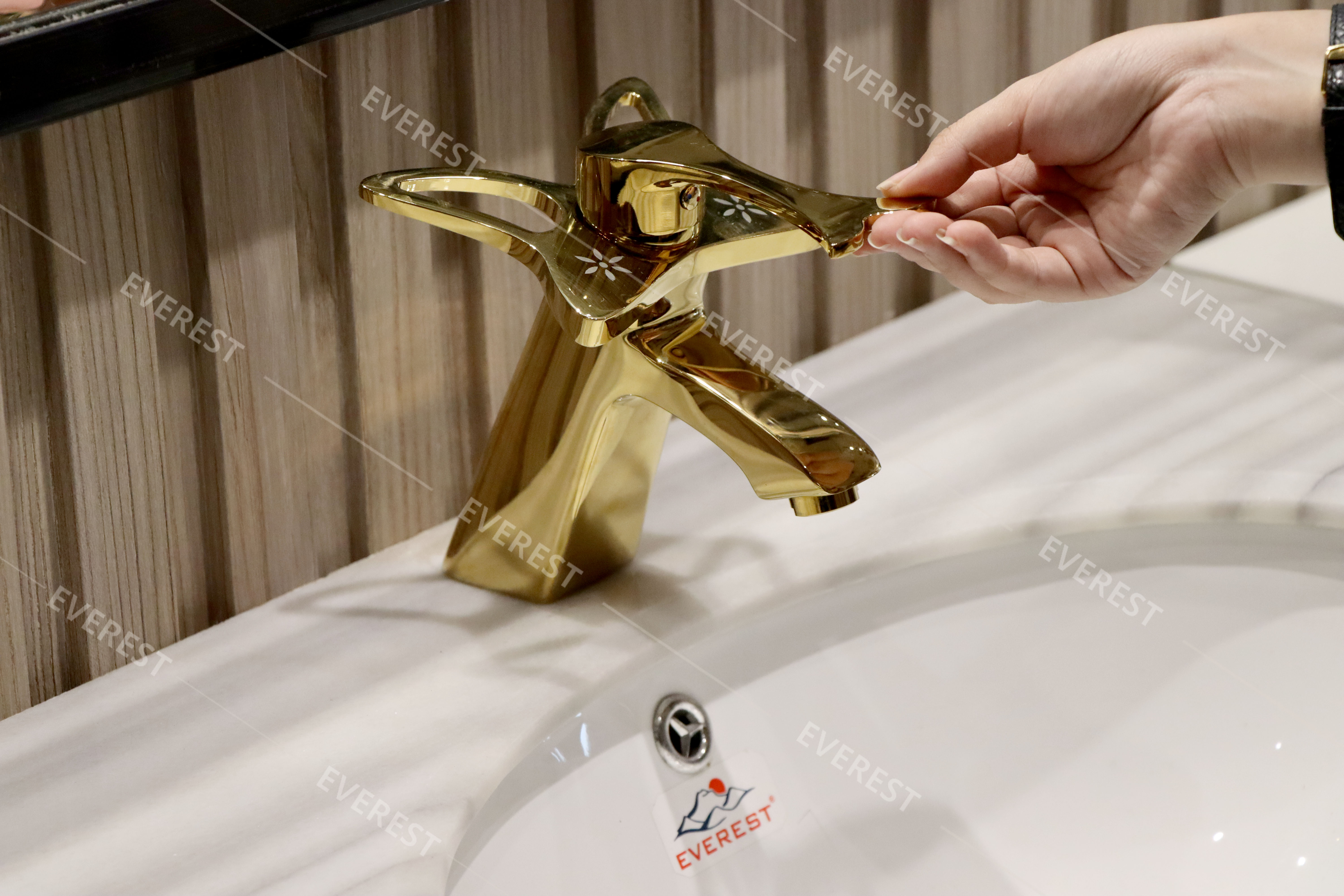 Vòi rửa mặt lavabo mạ vàng EVEREST EV-MV19