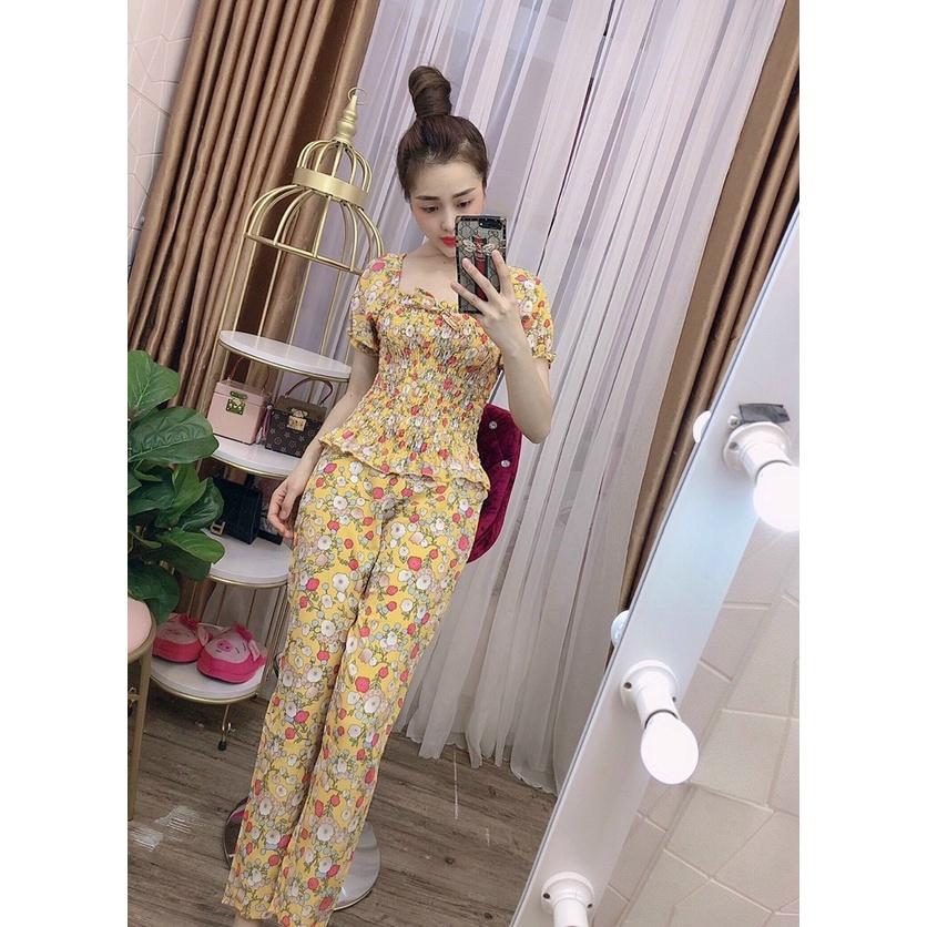 Đồ bộ nữ pijama lụa đẹp dễ thương lụa satin tay ngắn quần dài mặc nhà đồ ngủ ESHOP ST01