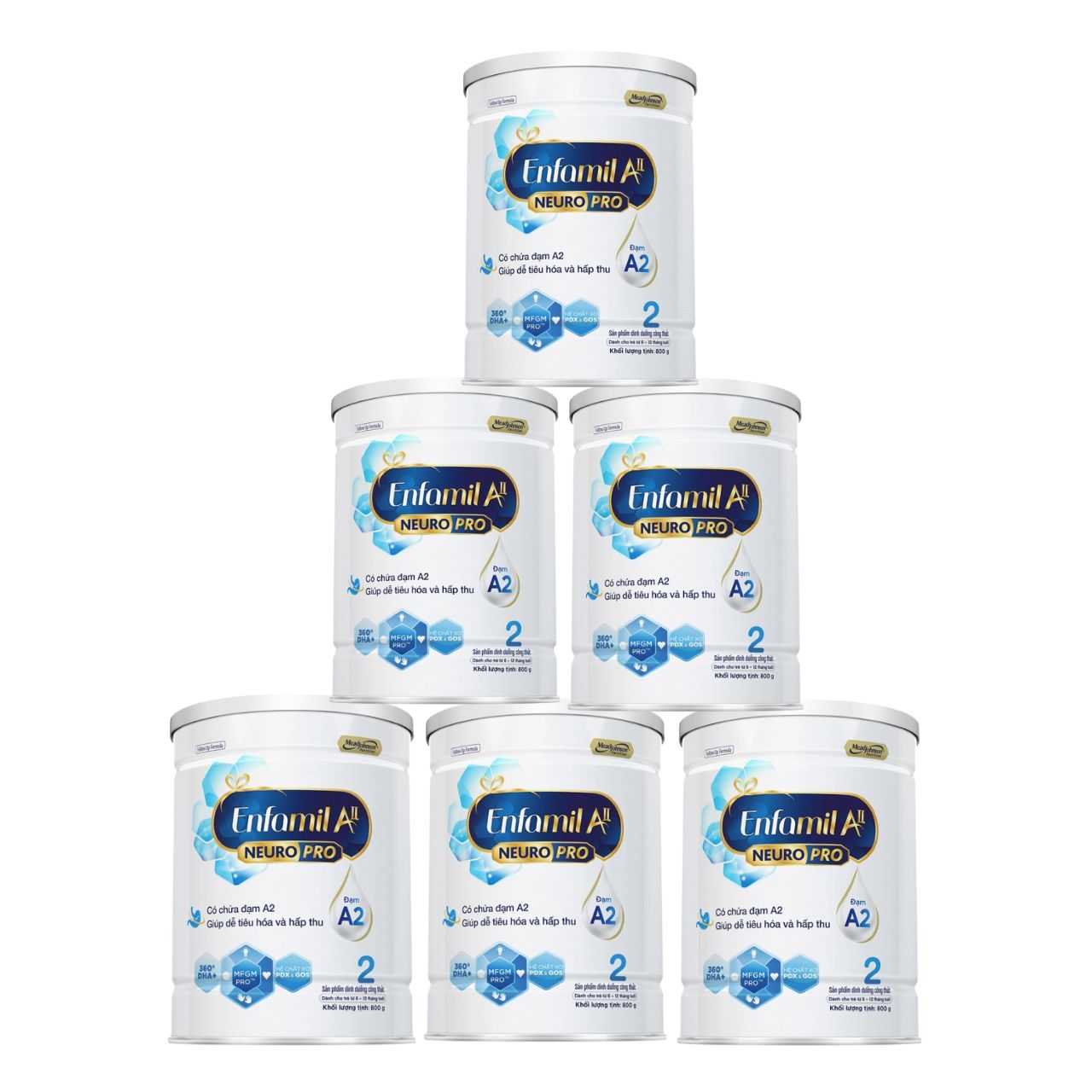 Combo 6 lon sữa bột Enfamil A2 Neuropro 2 cho trẻ từ 6 - 12 tháng tuổi – 800g